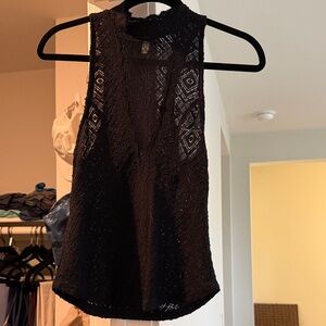 Free People Black Sleeveless Lace Top